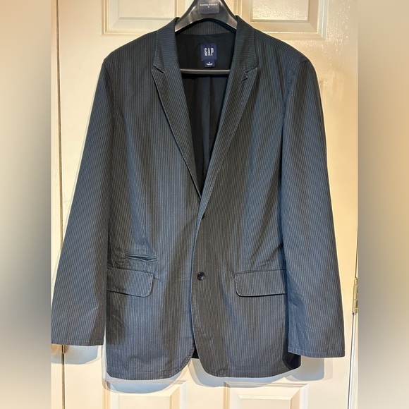 GAP Other - Gap Blazer Jacket Mens Large Unstructured Cotton Twill 2 Button Black Pinstripe